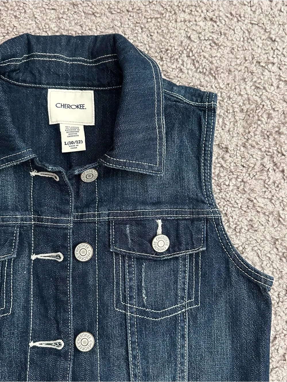 Cherokee Dark Blue Denim Vest Girls L (10/12)